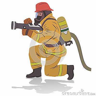 Illustration of a fireman, vector draw Vector Illustration