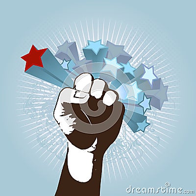 Illustration with fist. Vector Vector Illustration