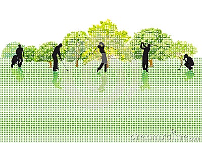 Golf players Vector Illustration