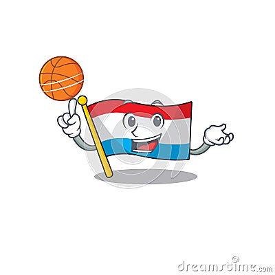 Illustration of flag luxembourg cartoon style with basketball Vector Illustration