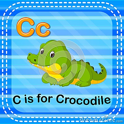 Flashcard letter C is for crocodile Vector Illustration