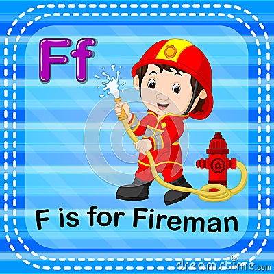 Flashcard letter F is for fireman Vector Illustration