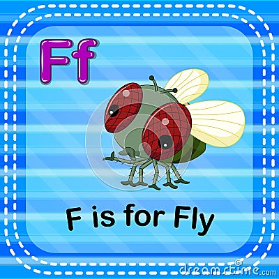 Flashcard letter F is for fly Vector Illustration