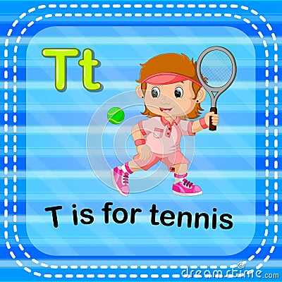 Flashcard letter T is for tennis Vector Illustration