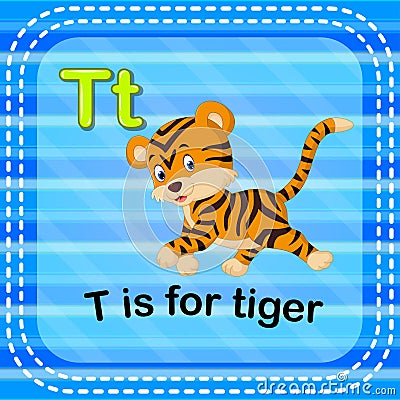 Flashcard letter T is for tiger Vector Illustration