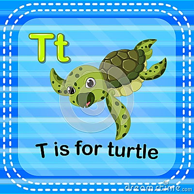 Flashcard letter T is for turtle Vector Illustration