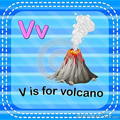 Flashcard letter V is for volcano Vector Illustration