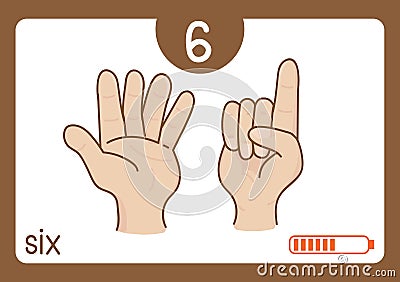 Flashcard number six Vector Illustration