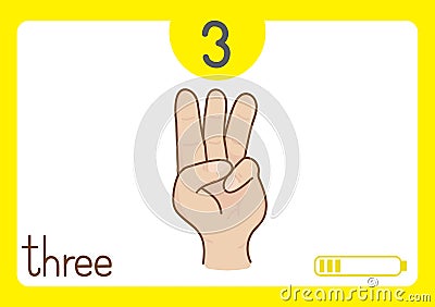 Flashcard number three Vector Illustration