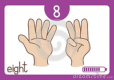 Flashcard number eight Vector Illustration