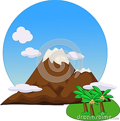 Flat beautiful mountain peak Vector Illustration