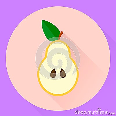 illustration. flat icon of a half pear. Cartoon Illustration