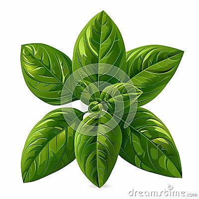 Illustration in flat icon style logo of a branch of aromatic spicy greenery Stock Photo