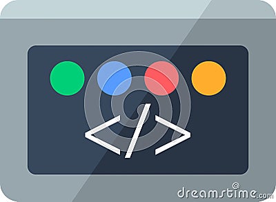 illustration of a flat image of a multimedia icon, coding web development Vector Illustration