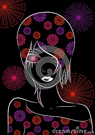 Illustration of floral girl Vector Illustration