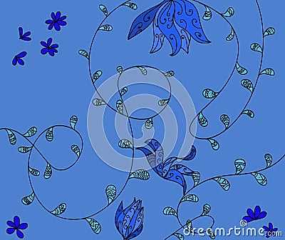 Illustration of floral on yellow background ornement cartoon style Stock Photo