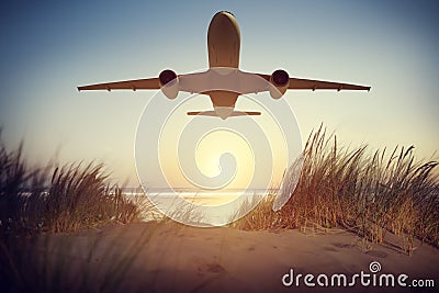 Illustration of a flying airplane Stock Photo