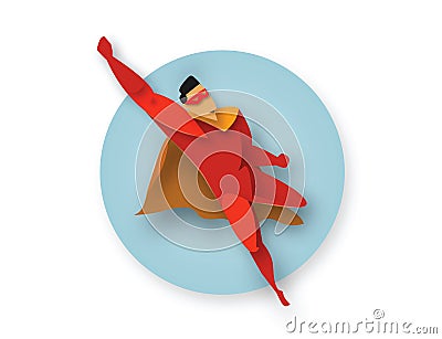 Illustration of flying superhero, business power icon Stock Photo