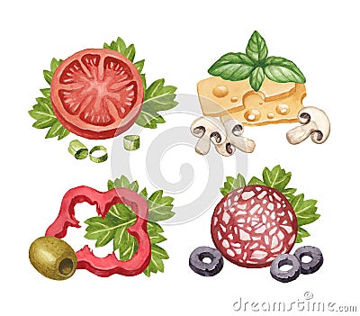 Illustration of food ingredients Cartoon Illustration