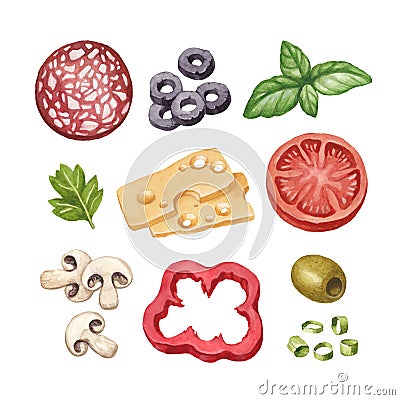 Illustration of food ingredients Cartoon Illustration