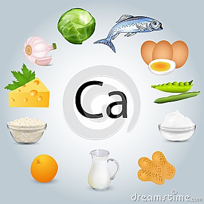 food stuffs rich in calcium Vector Illustration