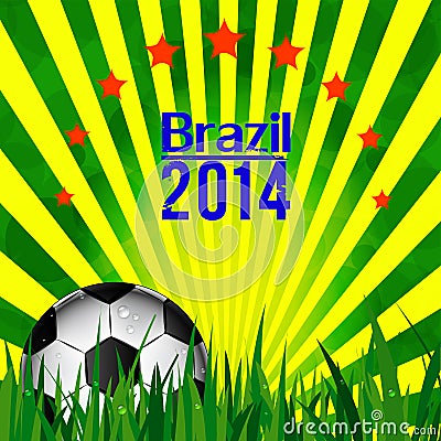 Illustration football card in Brazil flag colors. Soccer ball Editorial Stock Photo