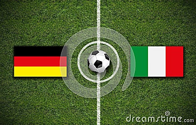 Illustration of a football with the flags of Germany and Italy Cartoon Illustration