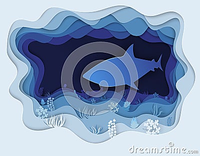 Illustration of a formidable shark on the hunt Vector Illustration