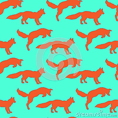 Illustration of foxes. Playing animals. Wild nature. Seamless pattern. Vector Illustration