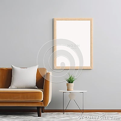 illustration of Frame mockup single vertical ISO A paper size reflec, Generative ai Cartoon Illustration