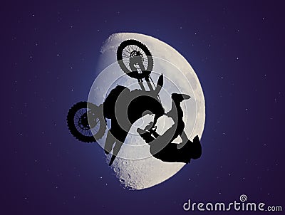 Freestyle motorcross in the moonlight Stock Photo