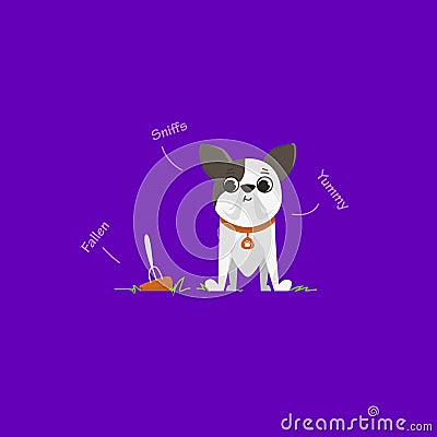 Illustration of French Bulldog. Cartoon character design. Vector Illustration
