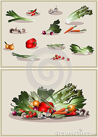 Illustration fresh vegetables. Icon. Vector Illustration