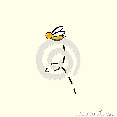 Illustration of a Friendly Cute Bee Flying and Smiling Stock Photo