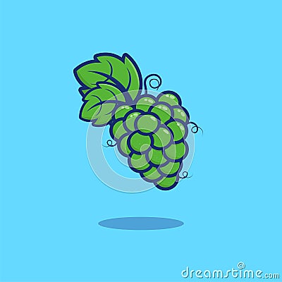 Illustration fruit green grapes, the cute illustration used for web, for infographic, icon web or mobile app, presentation icon, Cartoon Illustration