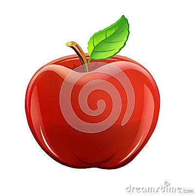 Illustration: Fruit Set: Red Apple. Stock Photo