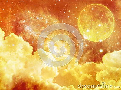 Illustration of full moon with sky blurred background Stock Photo