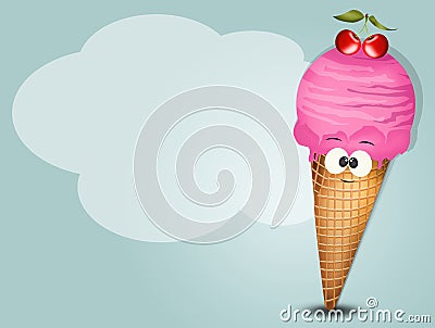 Cherry-flavored ice-cream Stock Photo