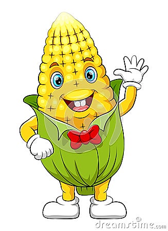 Funny corn cartoon character Vector Illustration