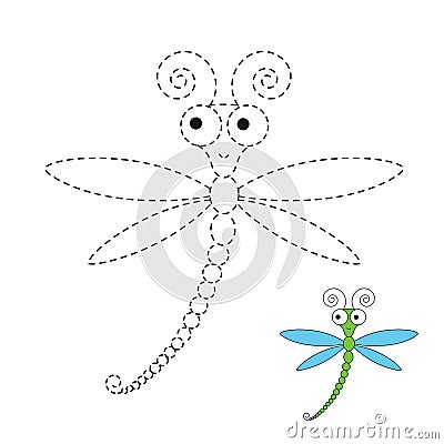 Illustration of funny dragonfly for toddlers Vector Illustration