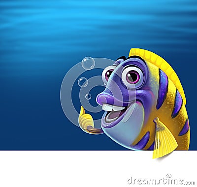 Illustration of a funny fish. Cartoon Illustration