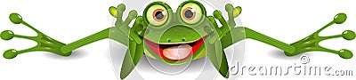 Funny frog is on his stomach Vector Illustration