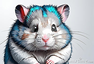 Funny hamster on a gray background Cartoon Illustration
