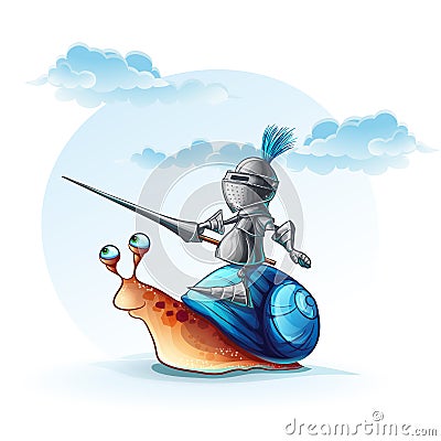 Illustration funny knight on the cochlea Vector Illustration