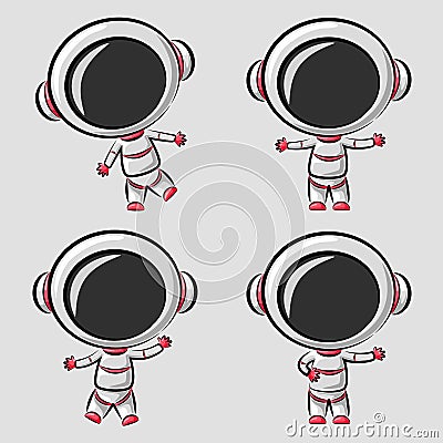 Funny little astronaut in differences poses Vector Illustration