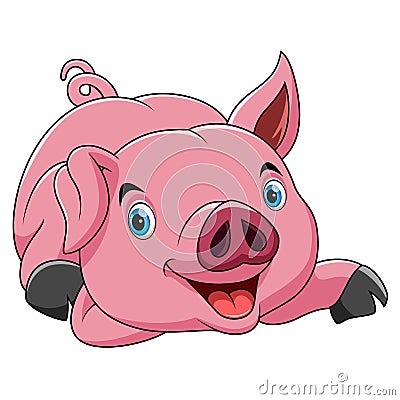 Funny pig cartoon Vector Illustration