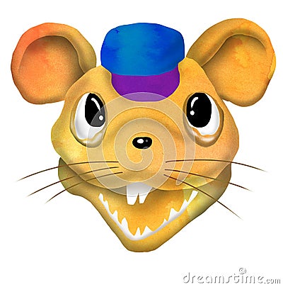 Illustration of a funny ugly cartoon mouse. Cutting watercolor texture. Design for t-shirts, and posters. Stock Photo