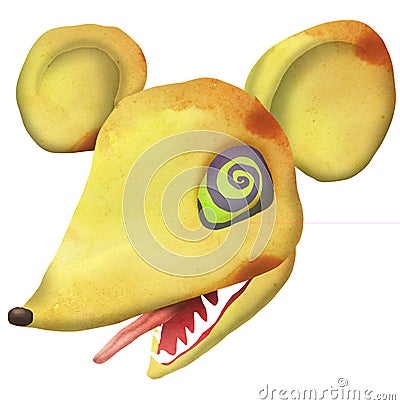 Illustration of a funny ugly cartoon mouse. Cutting watercolor texture. Design for t-shirts, and posters. Stock Photo