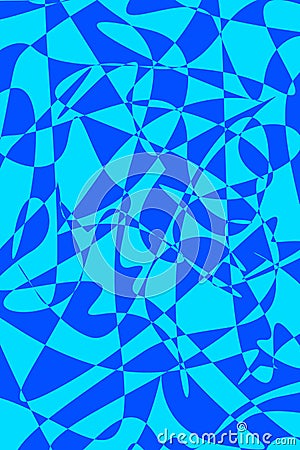 Illustration of chaotic shapes and lines of arctic blue and ultramarine pattern Stock Photo
