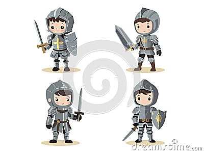 Illustration Of Gallant Knight In Shining Armor Cartoon Vector